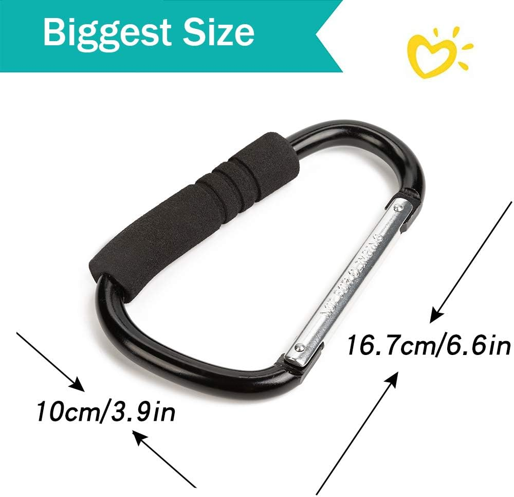 Funbliss Stroller Hooks by Baby，2 Pack Convenient Organizer Hook Bag Clips to Diaper Bags Clothing,Purses,Groceries,Great Hook Set for Mommy When Walking or Shopping(Black) image number 4