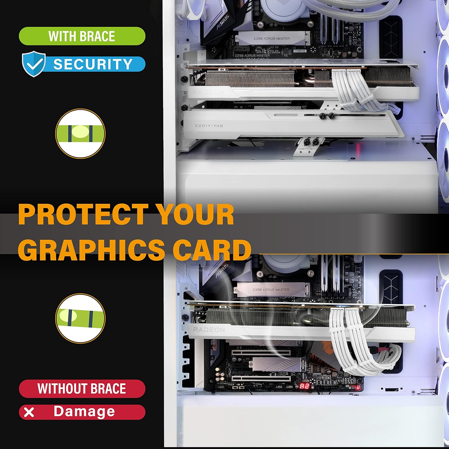 EZDIY-FAB GPU Holder Brace Graphics Card GPU Support Video Card Holder Bracket, Strenchable Structure, Video Card Sag Holder/Holster Bracket Support RX7990XTX, RTX4090, White-341-3 image number 5