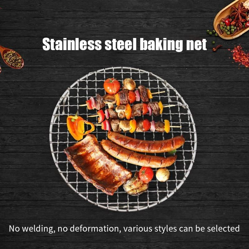 Round Stainless Steel BBQ Grill Mesh, 2 Piece Stainless Steel Cross Wire Barbecue Grill Net with Legs, round Camping Fire Pit Grate Barbecue Mesh for Camping or Picnic image number 6