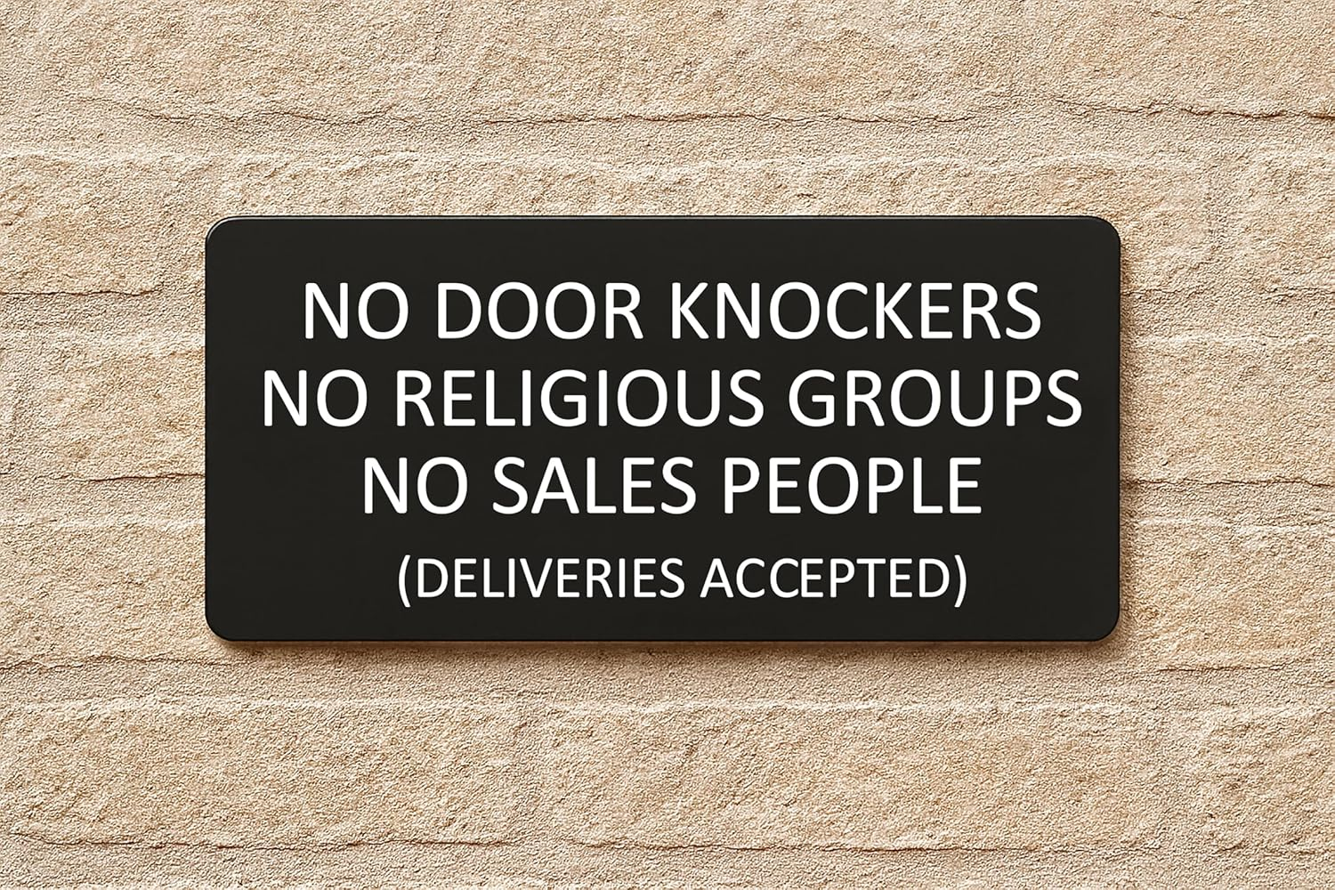 No Door Knockers Sign,No Religious Groups, No Sales People Sign Plaque (Style (White Text）, with Self-Adhesive at Back) image number 2