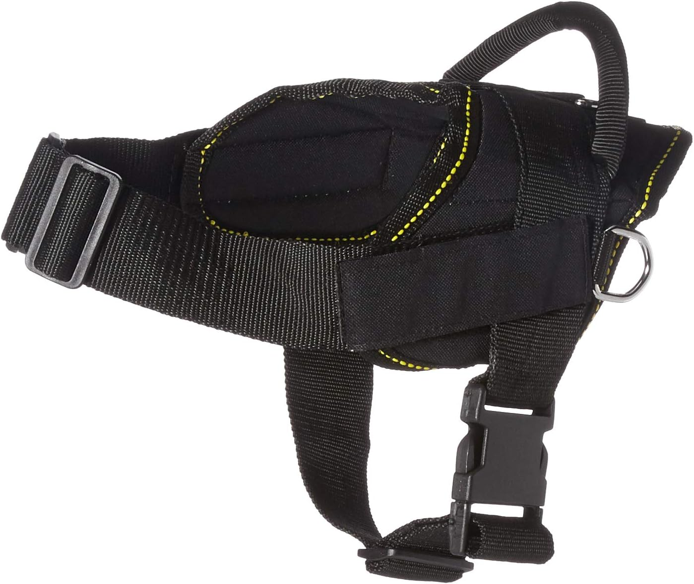 DT Fun Works Harness, Service Dog, Black with Yellow Trim, Small - Fits Girth Size: 22-Inch to 27-Inch