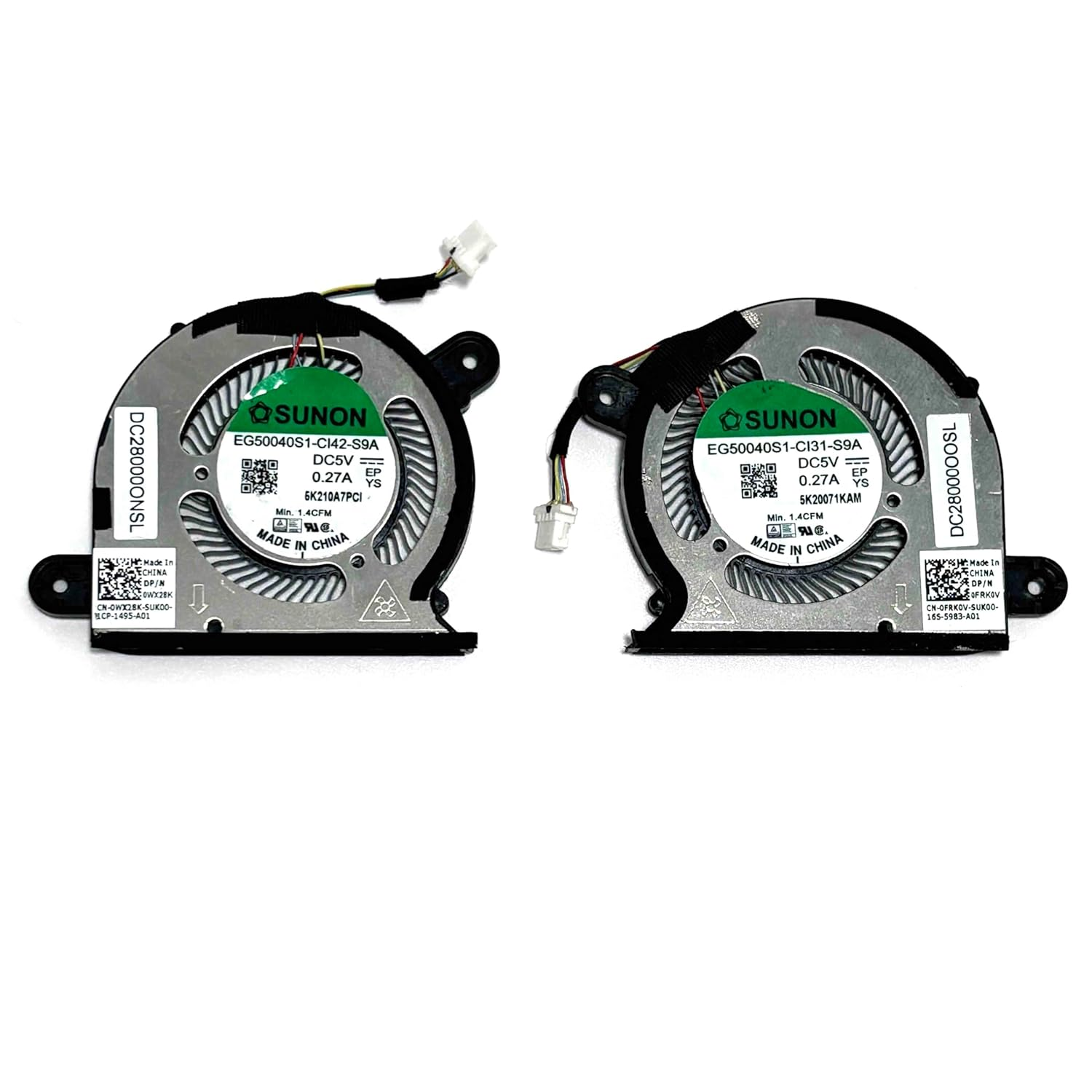 New CPU + GPU Cooling Fan Replacement for DELL XPS 13 9300 9310 P117G 0WX28K 0FRK0V WX28K FRK0V Dual Fans image number 1