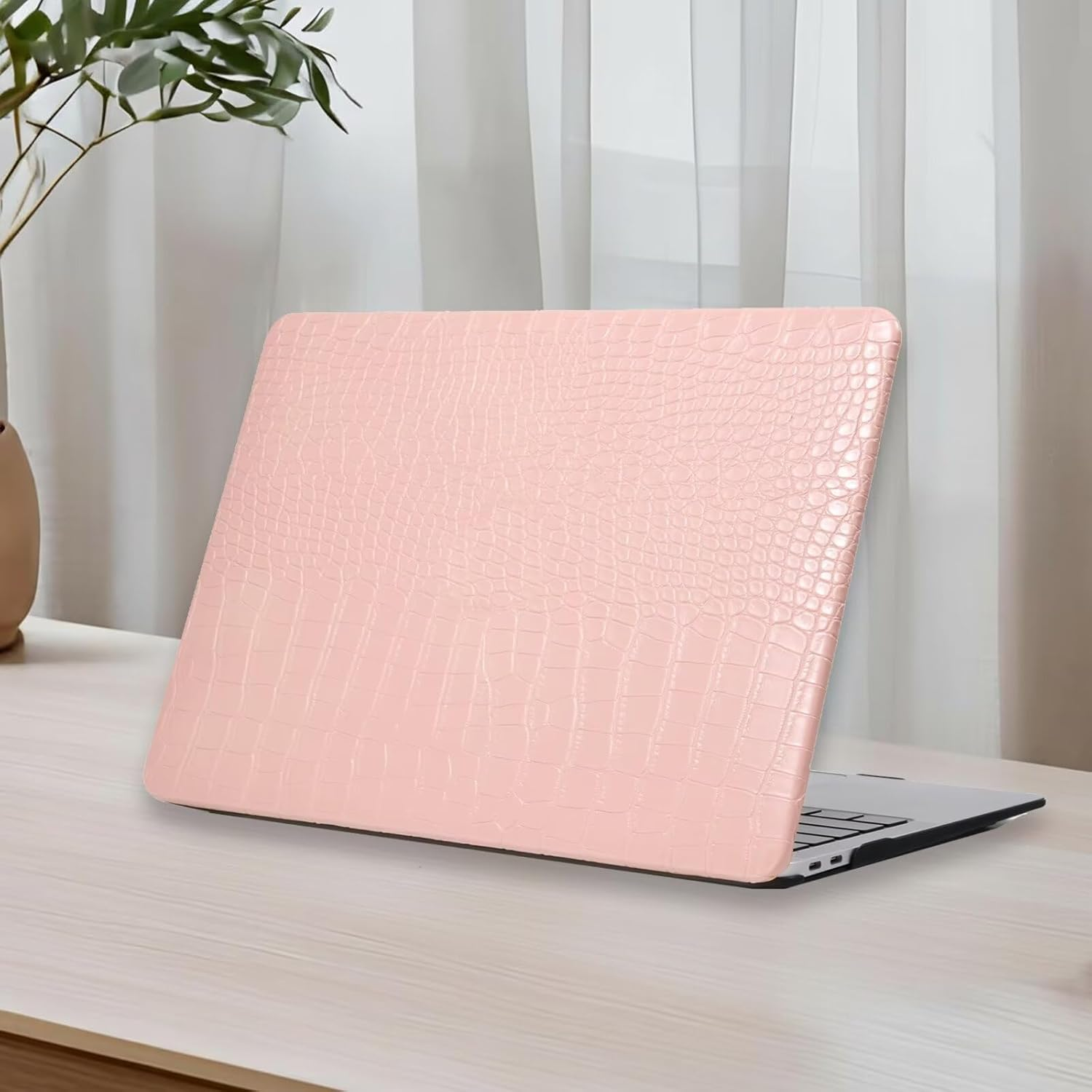 Monsdirect Case Compatible with Macbook Pro 13 Inch 2025-2016 Release M2 M1 A2338 A2251 A2289 A2159 A1989 A1708 A1706, Crocodile Print Alligator Skin PU Leather Hard Shell Case & Keyboard Cover, Pink image number 4