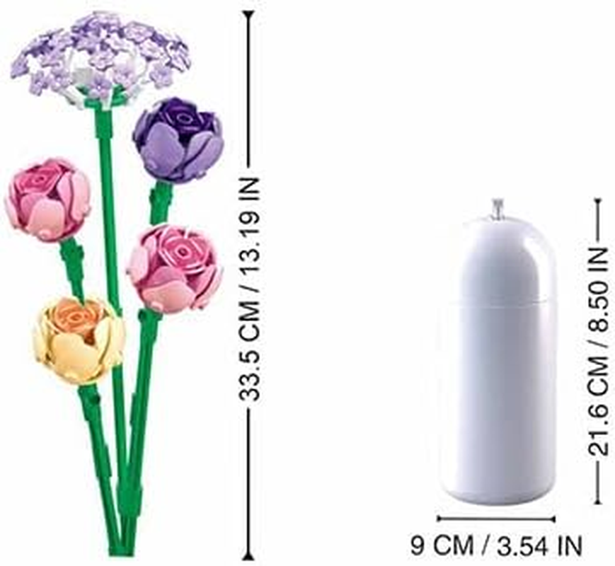 Stuban Building Block Flower Set with Vase, Creative Life Bricks, 33.5 Cm, Multi-Coloured Roses and Sunflower, M38-B1101-17 image number 3