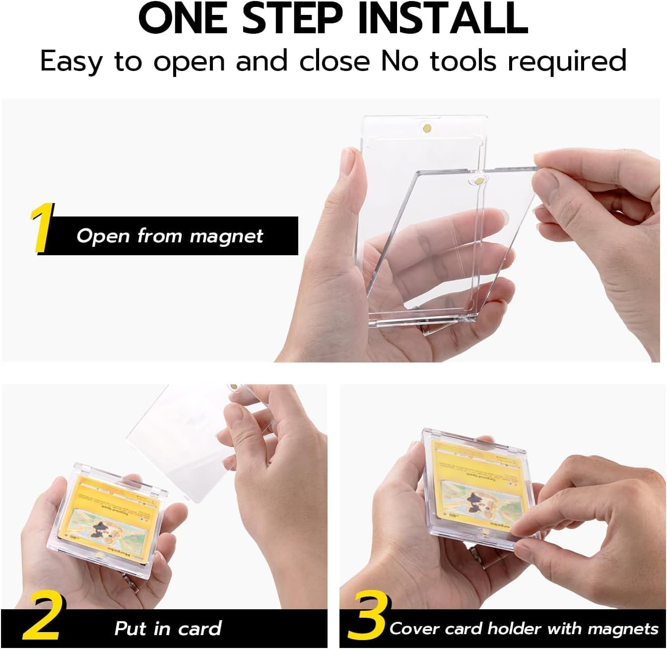 10Pcs 35Pt Magnetic Card Holders-Trading & Sport Cards Protector Cases,Ideal for Mtg,Basketball & Collectible Clear Magnetic Card Case image number 2