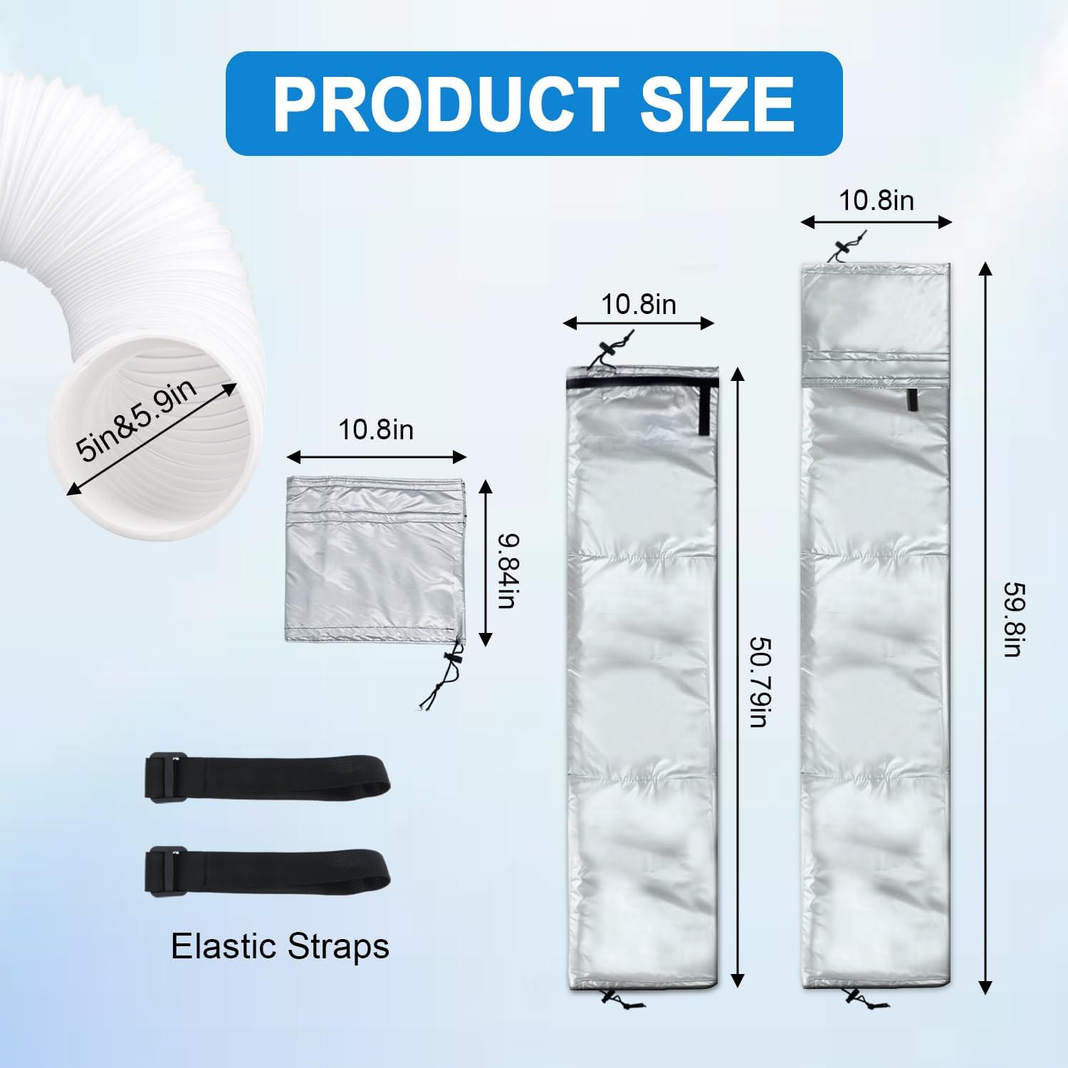 HUAREW Portable AC Hose Insulation Sleeve, Air Conditioner Hose Insulated Cover Wrap for 5" & 5.9" Diameter AC Exhaust Hoses Tube, with Drawstring, One Step Install image number 1