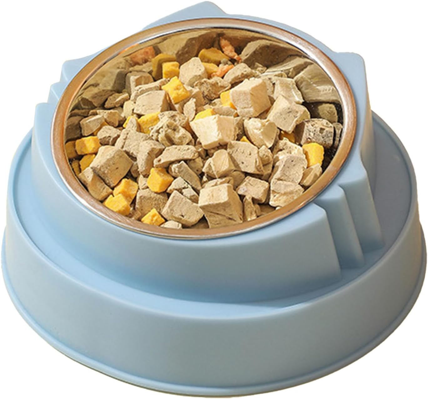 Raised Cat Bowl, Stainless Steel Plastic Cat Food Bowl Large Capacity Elevated Dog Bowl Neck Protection Pet Feeding Bowl, Raised Dog Feeder Non Slip Tilted Cat Bowl Pet Feeding Bowl for Dogs Cats image number 2