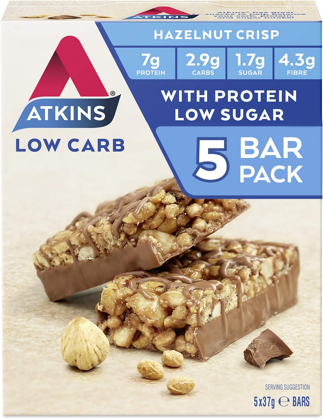 Atkins Day Break Chocolate Hazelnut Crisp Bar 185 G image number 4