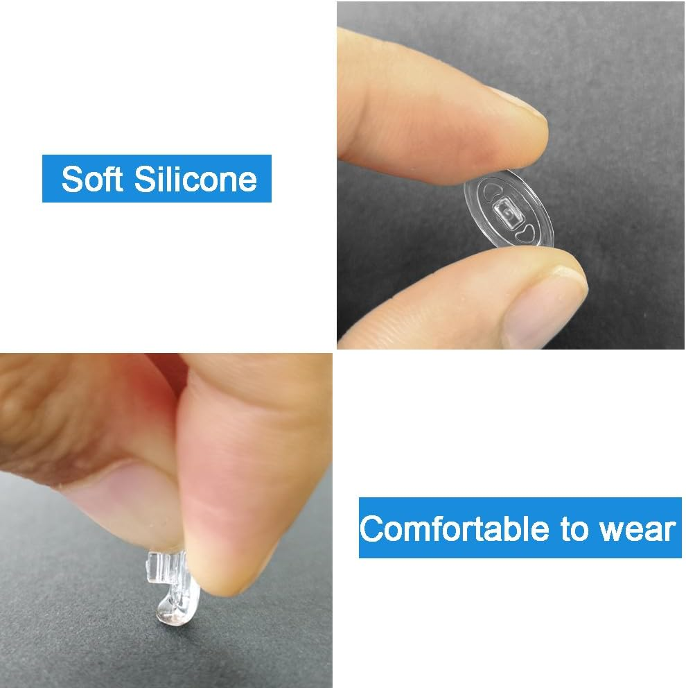Push in Glasses Nose Pads,2 Pairs Eyeglasses Replacement Nose Piece,Oval Soft Silicone Nose Guards Anti-Slip Eye Pads(Clear,13Mm) image number 4