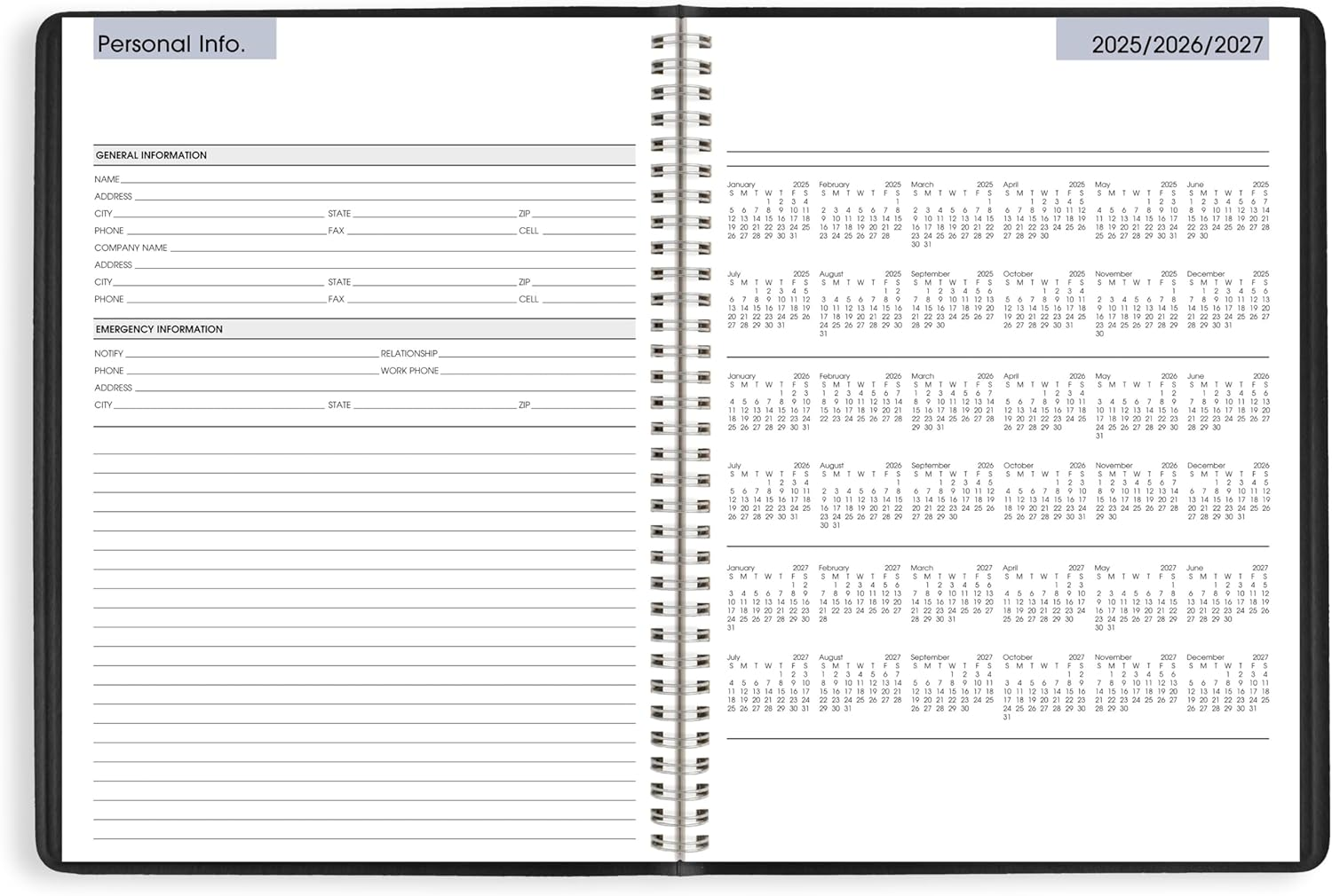 AT-A-GLANCE 2026 Appointment Book Planner, Weekly, 8" X 11", Large, Quarter-Hourly, Dayminder, Black (G5200026) image number 2