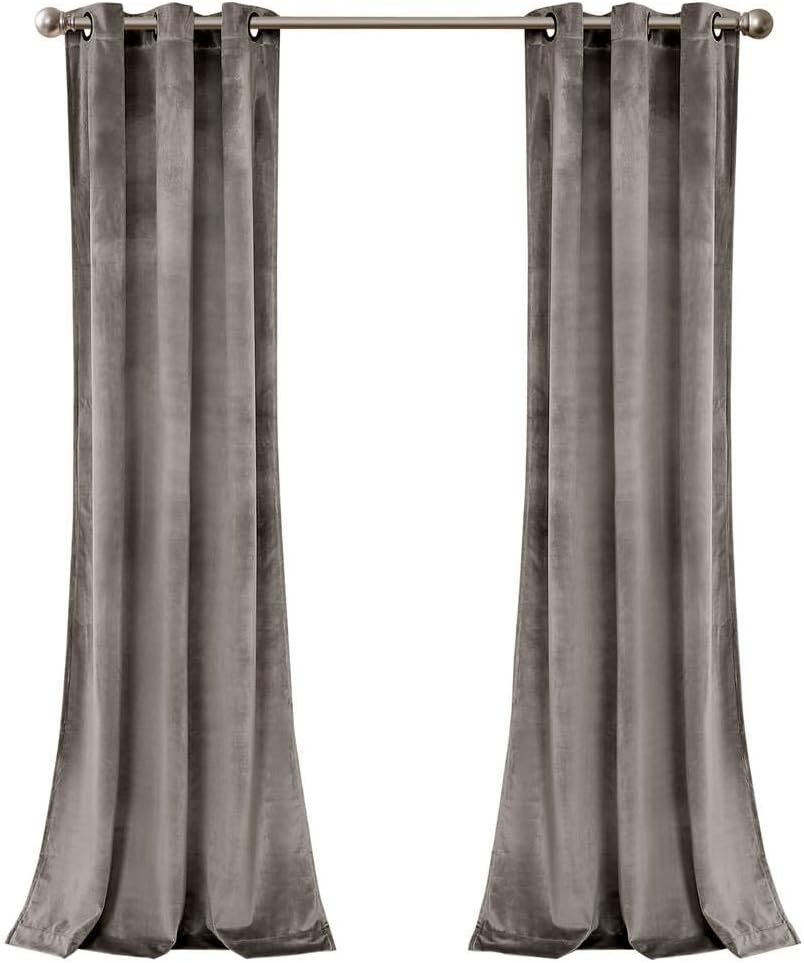 Lush Decor Prima Velvet Solid Room Darkening Window Curtain Panel Pair, 84" L X 38" W, Blush