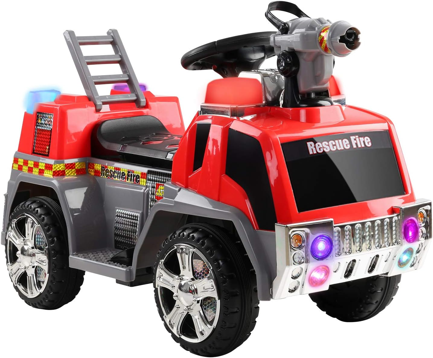 Rigo Kids Ride on Car Firetruck, Bubble Guns Flashing Lights with Music 6V Battery 20Kg Capacity Electric Cars for Toddlers Baby Walkers Little Tikes Rides Kid Toy Red image number 6