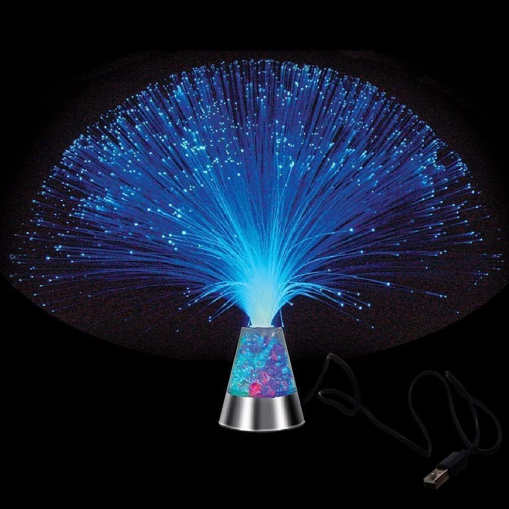 JALORDE 13 Inch USB Corded Ice Fiber Optic Mood Novelty Lamps Lighting Glacier Lite with Color-Changing Crystals Base (USB) image number 1