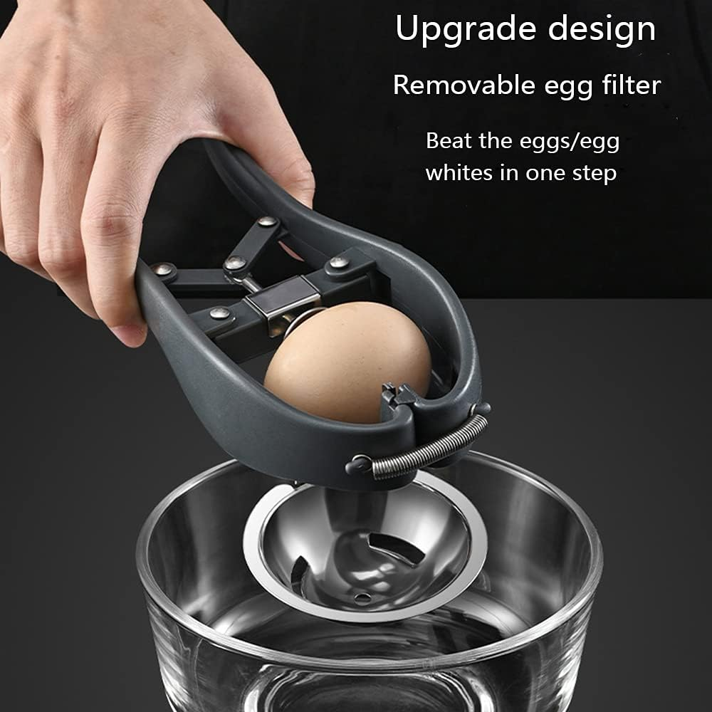Egg Cracker,L Egg Opener, Automatic Egg Cracking Tool, Easy Eggshell Cuttereggshell Cutter Egg Separator Creative Kitchen Tools (Black) image number 5
