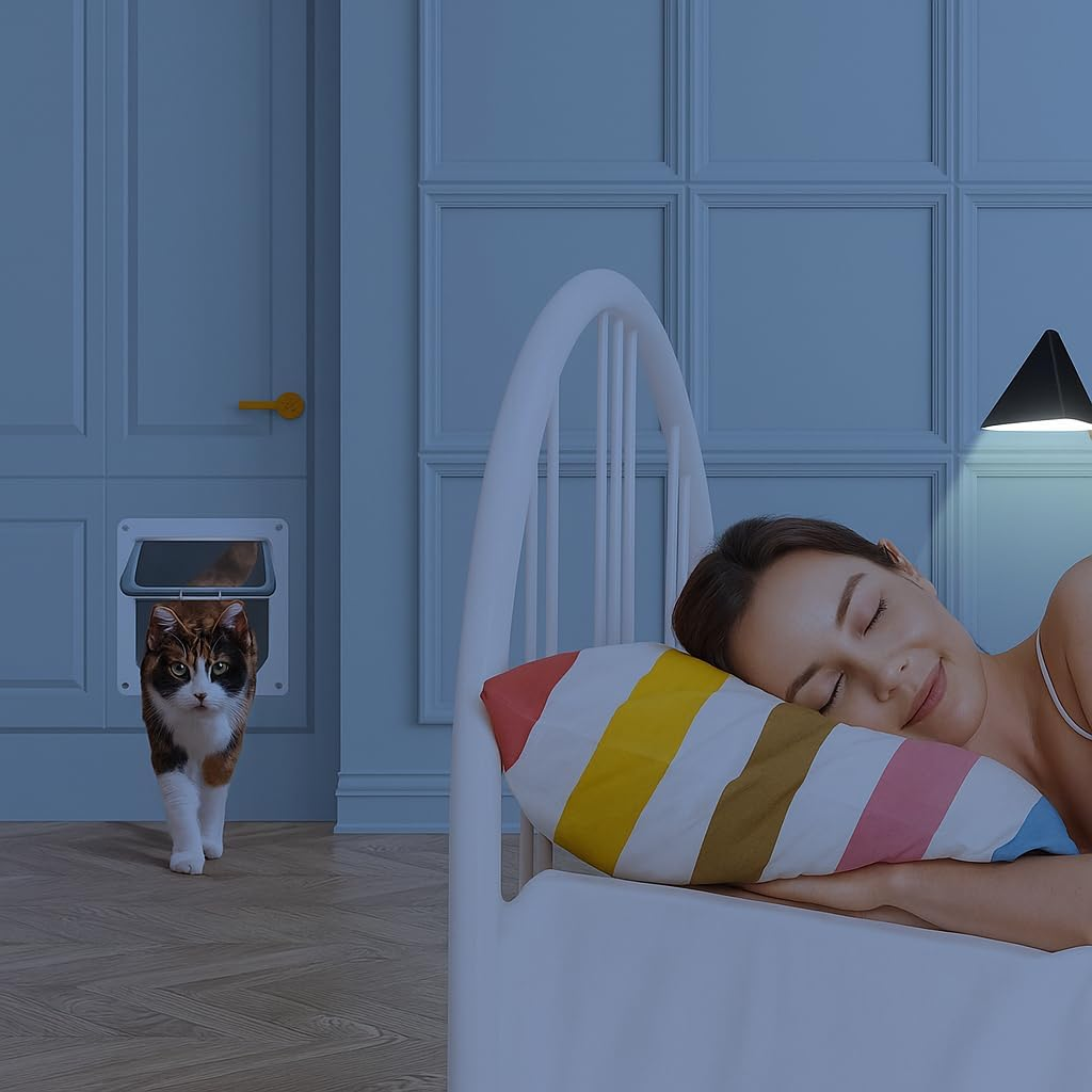 YAKESD Convenient Cat Flap Door for Interior Doorssafety,Pet Door with 4 Way Lock, Waterproof Pet Door Kit Ideal for Kitten & Small Dog (XL) image number 4