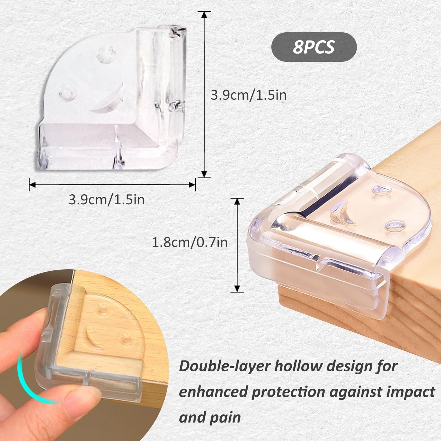 EKIND Clear Corner Guards Thickened Double Layer Edge Protectors Kids Elderly Soft Table Proofing, for Furniture against Sharp Corner (8 Pcs,L Shape Smiling Face) image number 1