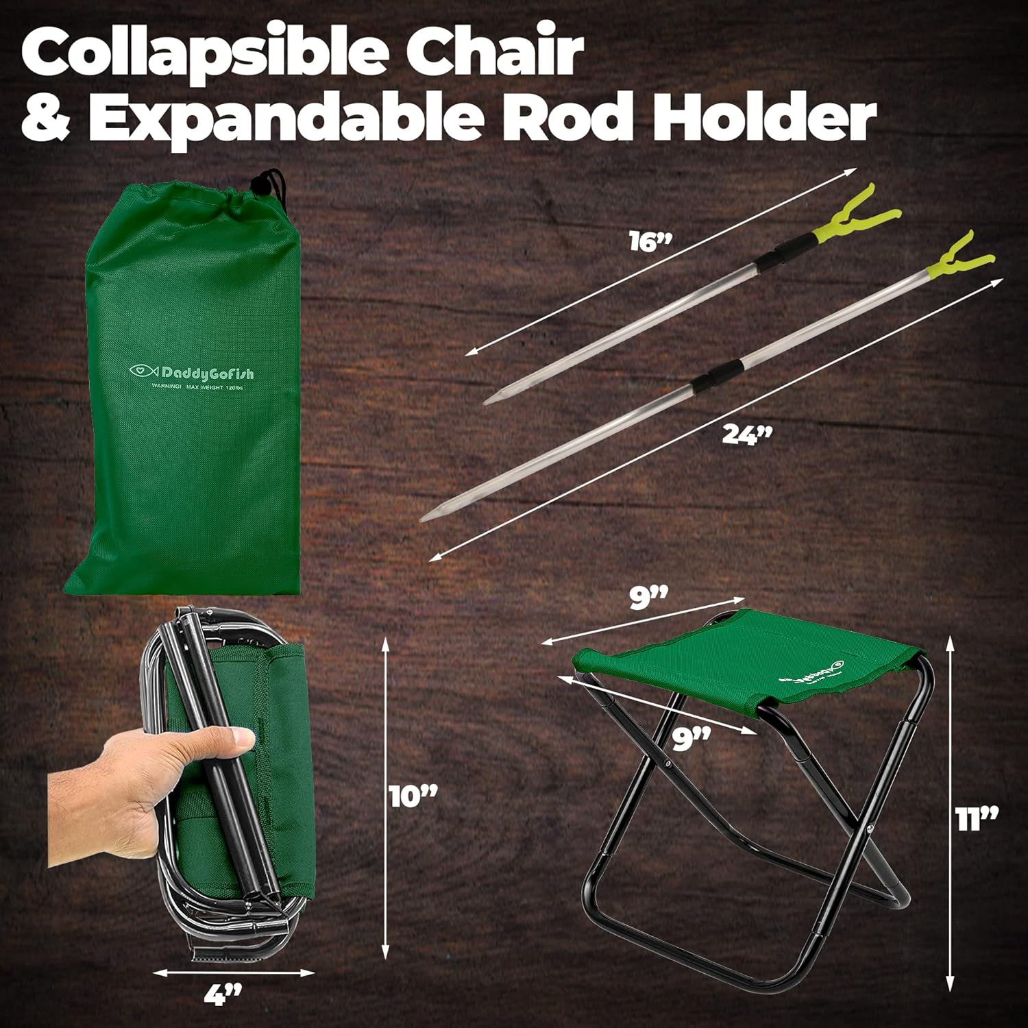 Daddygofish Kids Fishing Pole - Rod Reel Combo Tackle Box Starter Set - First Year Small Dock Gear Kit for Boys Girls Toddler Youth Age Beginner Little Children Junior Anglers - Green image number 4