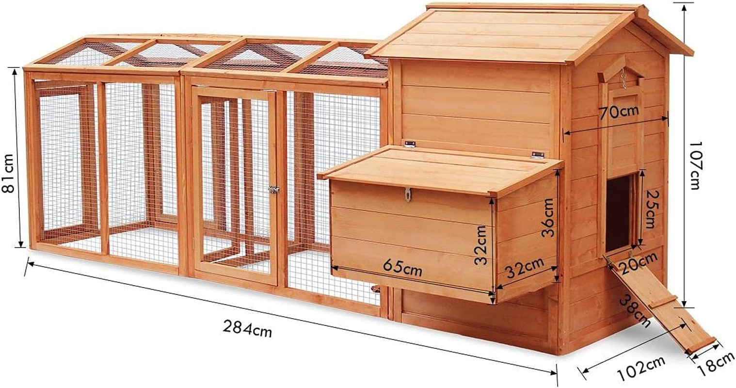 Petscene Chicken Rabbit Coop Wood Hen House Hutch Poultry Cage 284Cm image number 1