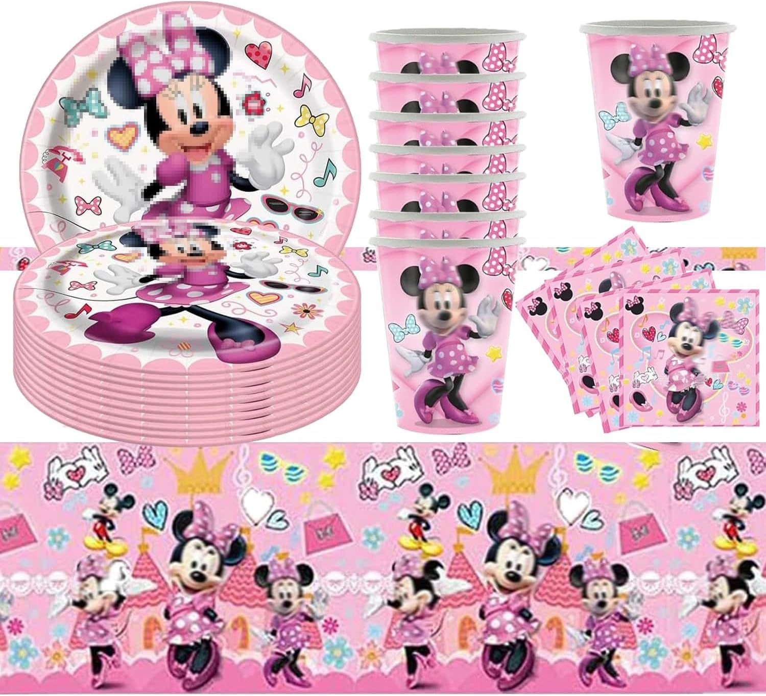 Minnie Birthday Party Tableware, 41 Pieces Minnie Mouse Party Tableware Birthday, Minnie Mouse Birthday Decoration, Party Tableware Children'S Birthday Decoration for Minnie, Children'S Birthday Party image number 4