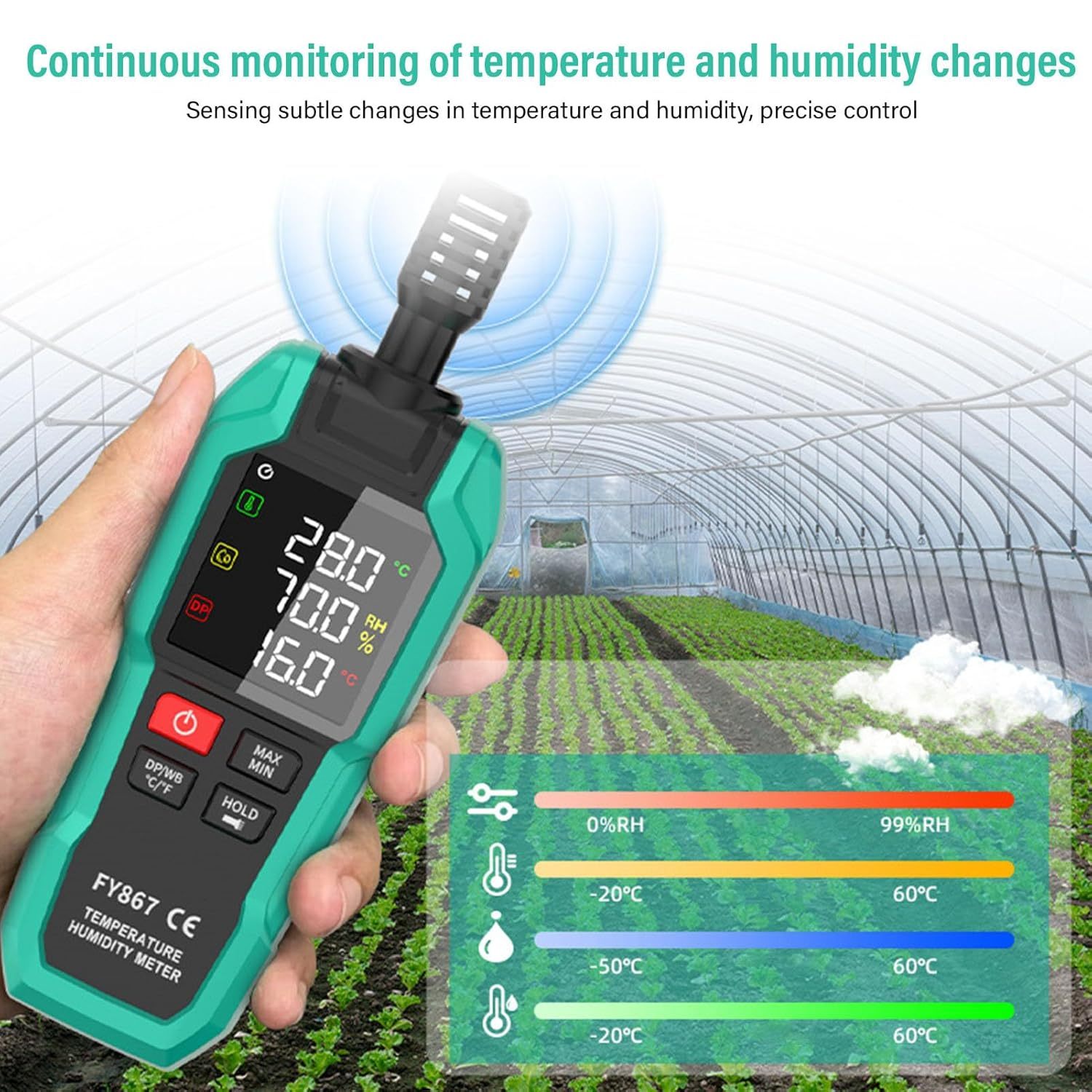 Pomya Handheld Temperature Humidity Meter, High Precise Quick Refresh Hygrometer Ambient for Laboratory image number 6