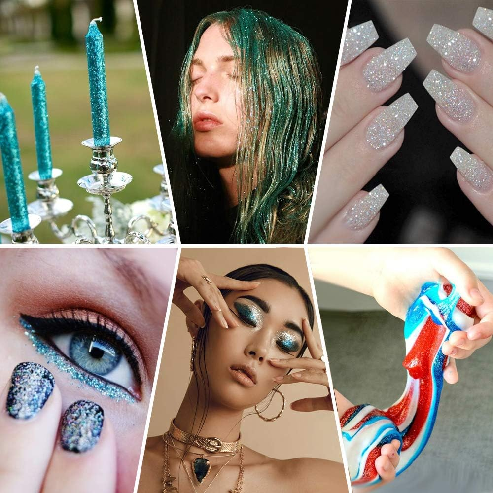 Extra Fine Glitter, Set of 24 Colors Nail Arts Face Hair Eye Lip Gloss Makeup Glitter, Slime,Tumbler and Epoxy Resin Crafts Loose Powder Shaker image number 5