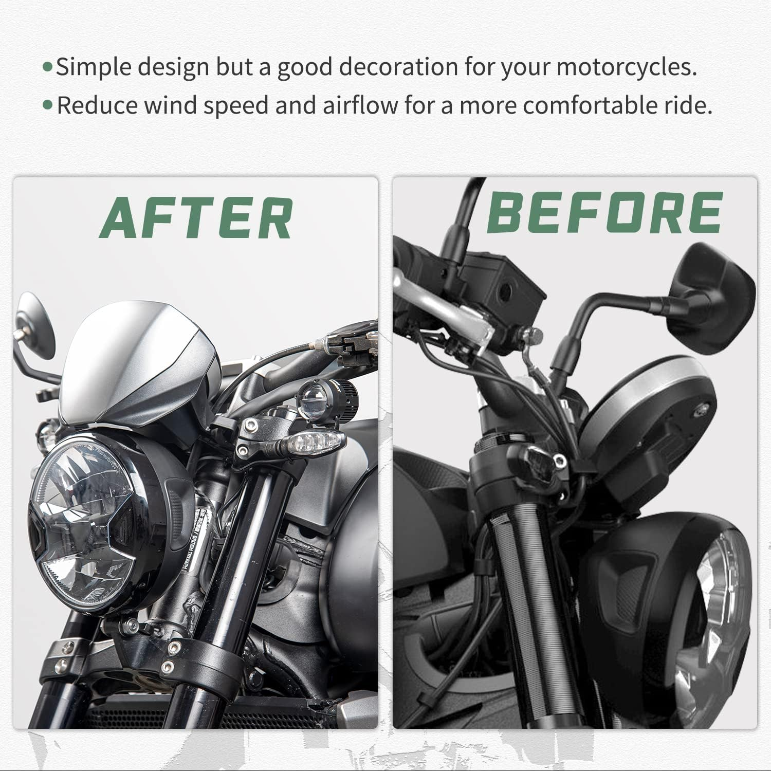 TAZGANTAX Motorcycle Upper Front Fairing Cowl Headight Wind Shield Front Mask Nose Shield Cowl Compatible with Tri-Umph Trident 660 Trident660 Trident-660 Accessories 2021 2022 2023 (Black) - Black image number 5