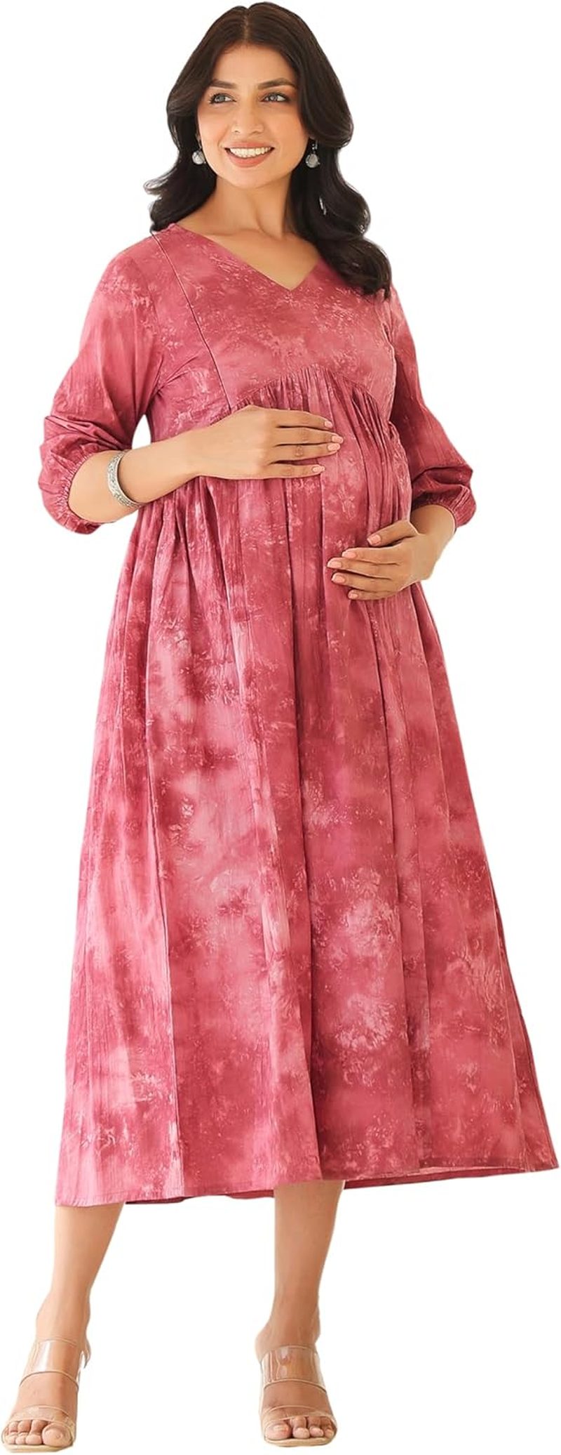 Janasya Maternity Nursing Dress with Breastfeeding Feature for Pre and Post Pregnant Women image number 6