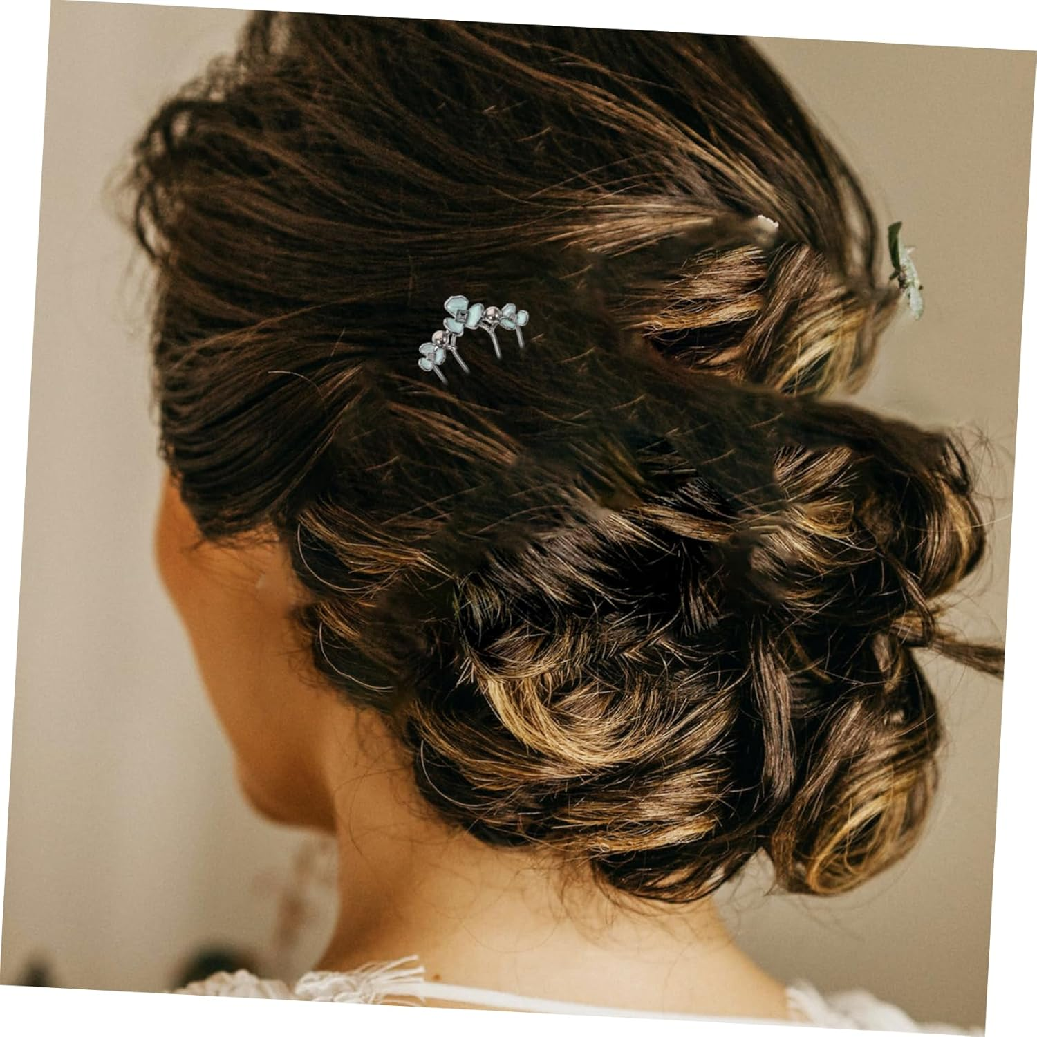 HAMPPLIES 2Pcs U-Shaped Metal Hair Forks Pearl Rhinestones 4-Prong Wave Hair Combs for Brides and Formal Events French Side Clips for Women image number 5