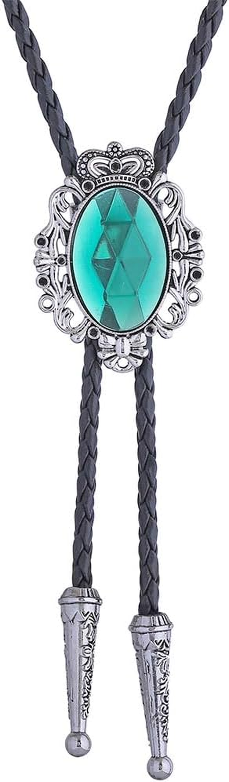 Jeilwiy Bolo Tie for Men Natural Turquoise Bolo Tie for Women Western Ties Cowboy Necktie Native American Bolos image number 2