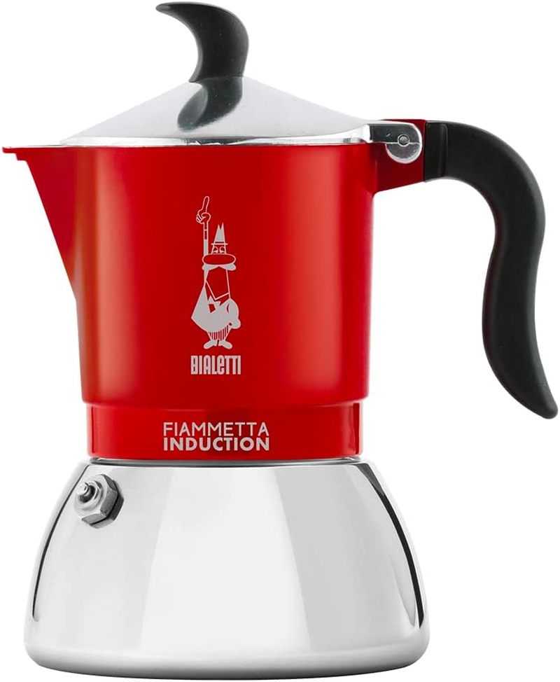 Bialetti Fiammetta Induction Coffee Maker, Aluminium, Steel, Red, 2 Cups