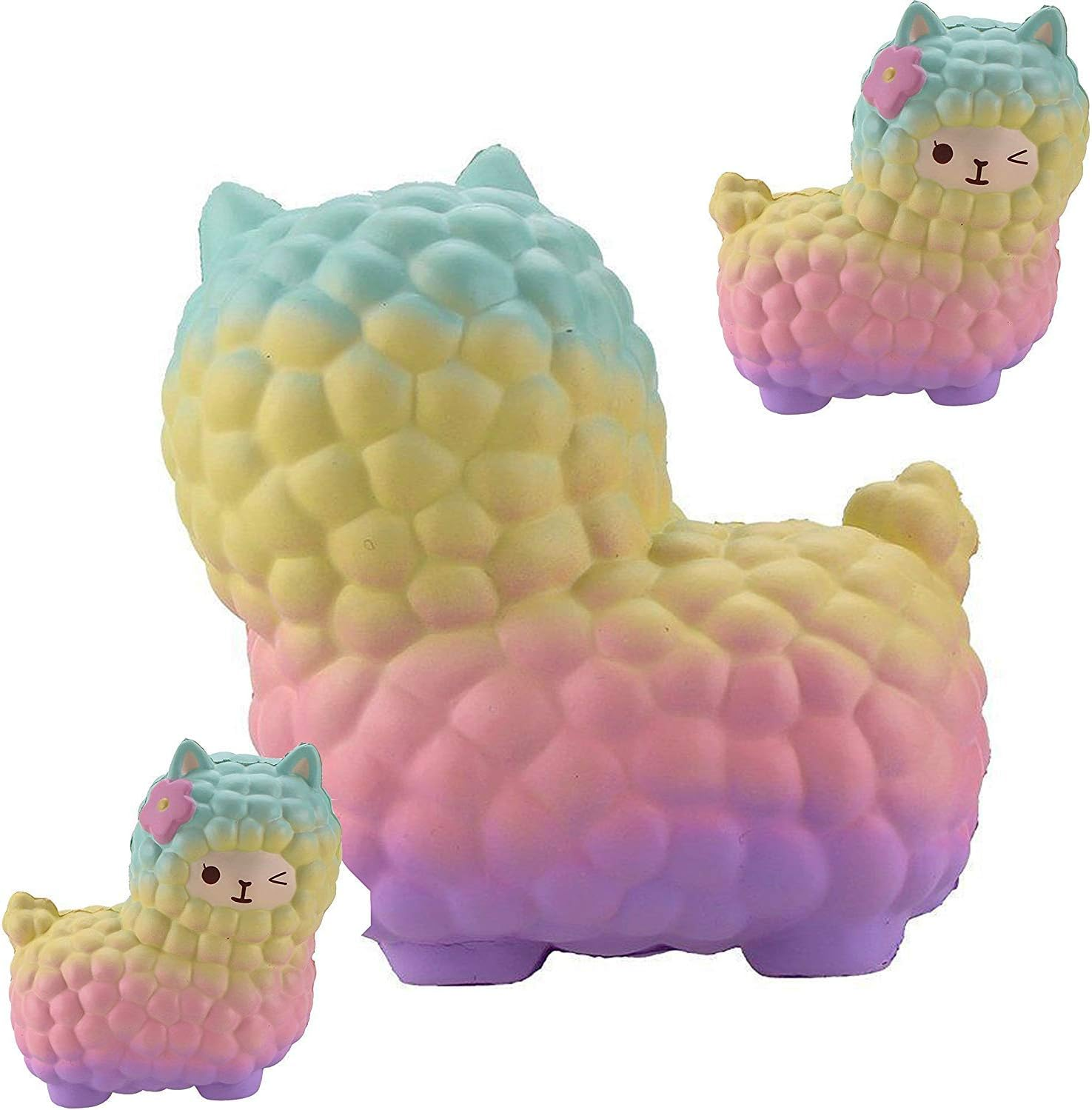 Beautyshoppingstore Jumbo Squishies ,Rainbow Jumbo Sheep Alpaca Squishies Slow Rising Squeeze Scented Charms Kawaii Stress Relief Animal Toys for Kids Adults Stress Time Kill Toys image number 1