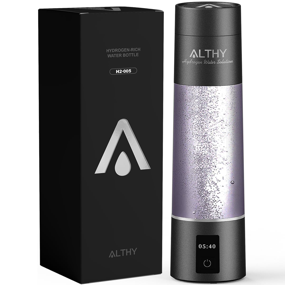 ALTHY Performance Bionic Hydrogen Water Generator Bottle Dupont SPE&PEM Dual Chamber Lonizer + Battery&Time Display