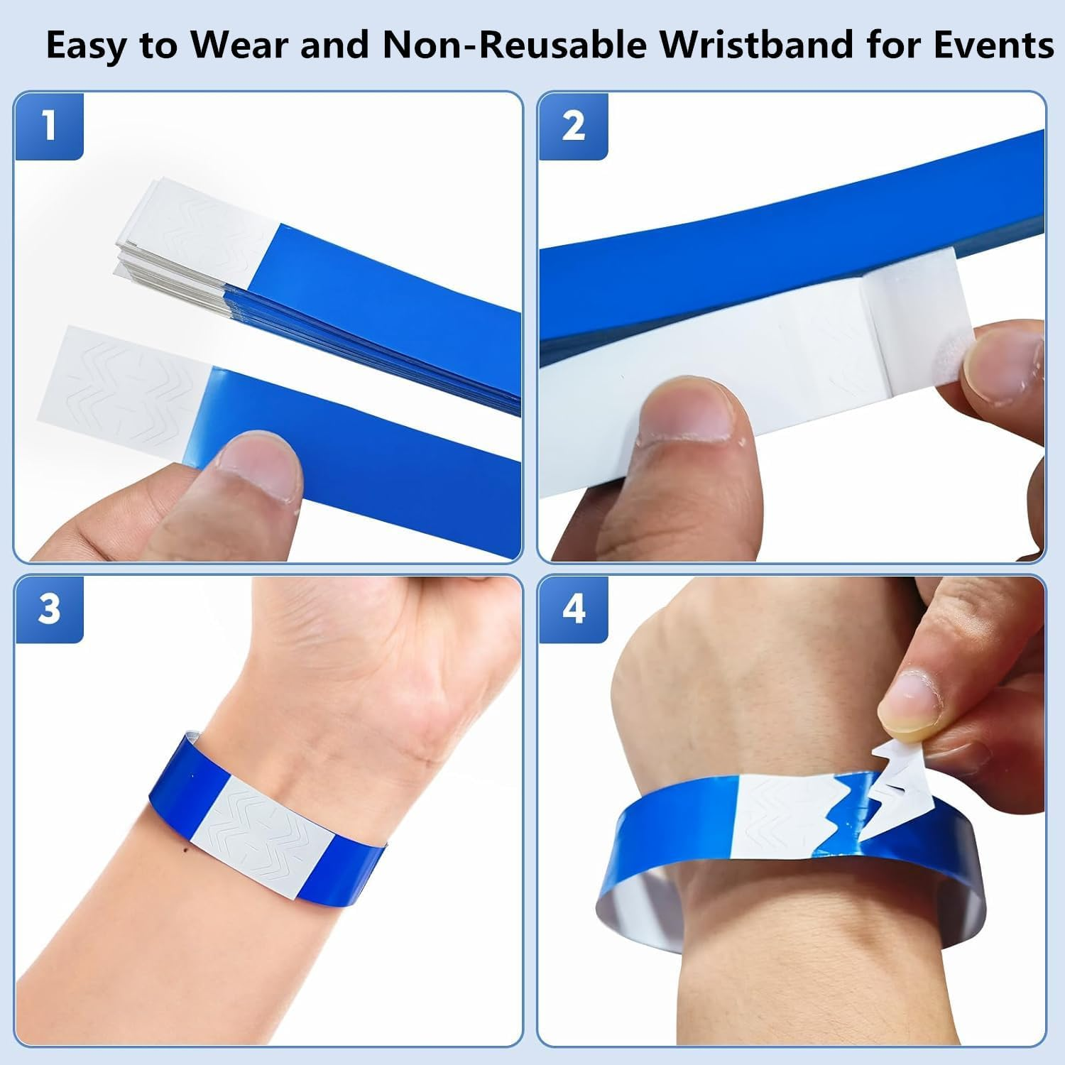 500 Pcs Paper Wristbands for Events,Waterproof Paper Bracelets Lightweight Concert Event Wristbands Wrist Party Bands Armbands for Events Festivals(Blue)
