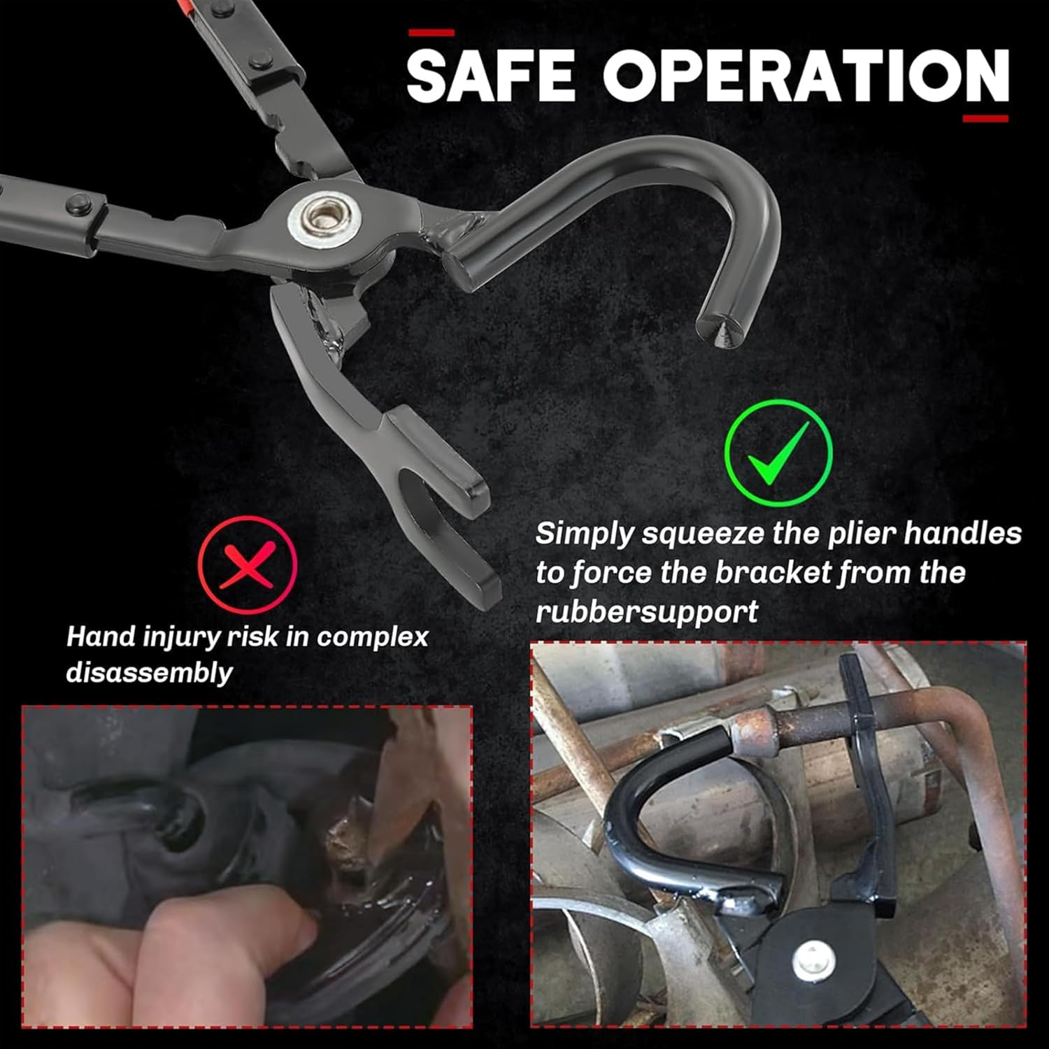 Professional Exhaust Hanger Removal Pliers - 25&deg; Offset Design & Non-Slip Grip for Easy Rubber Bracket Removal,Heavy-Duty Compatible with Car Truck Muffler Systems image number 4