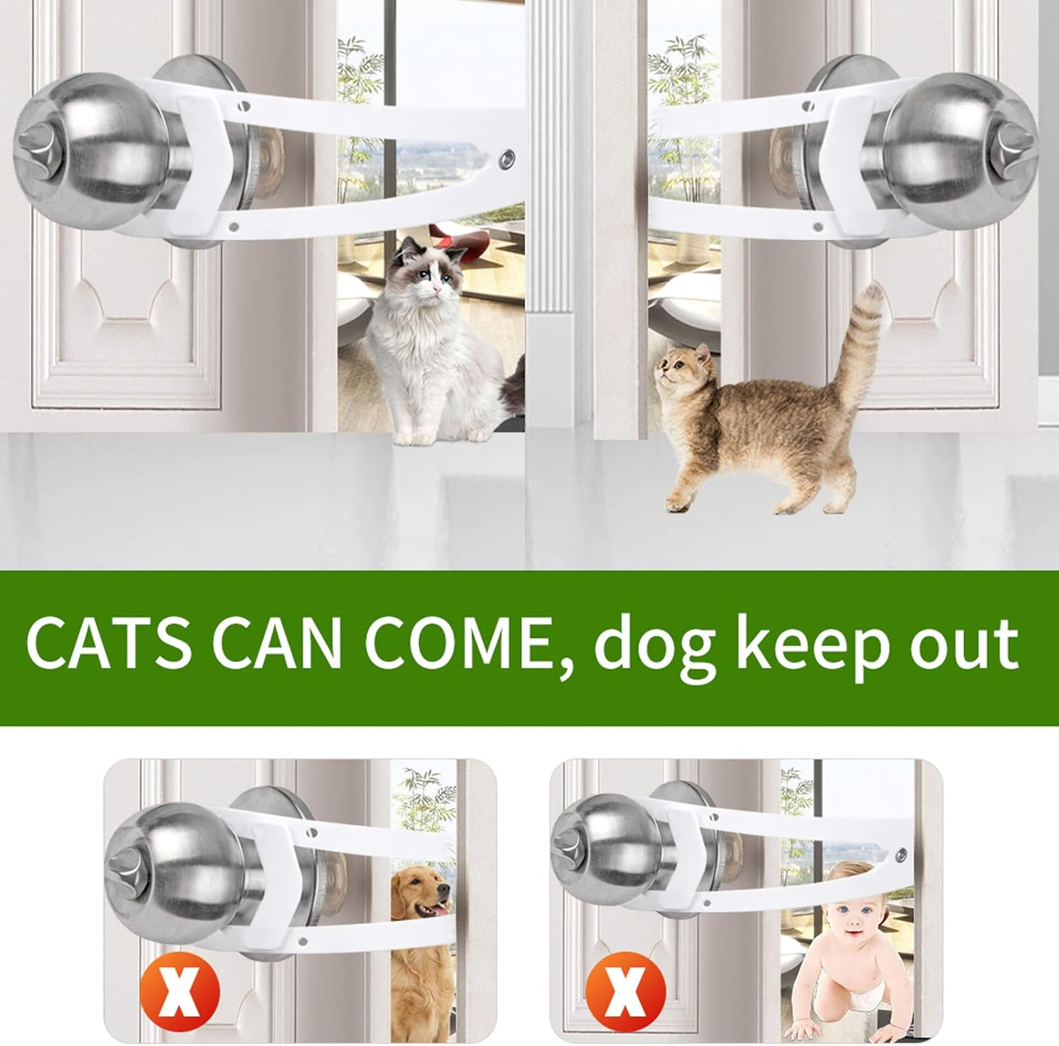 Cat Door Holder Latch, Easy to Install PE Stainless Steel Pet Latch for Home (White) image number 4
