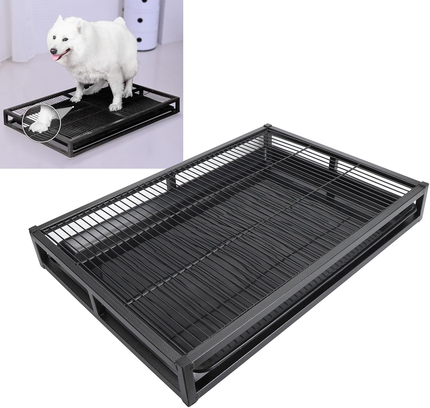 Dog Potty Tray, Metal Dog Toilet Training Tray, Reusable Puppy Dog Training Toilet, Dog Pee Pad Holder for Indoor & Outdoor (Medium)