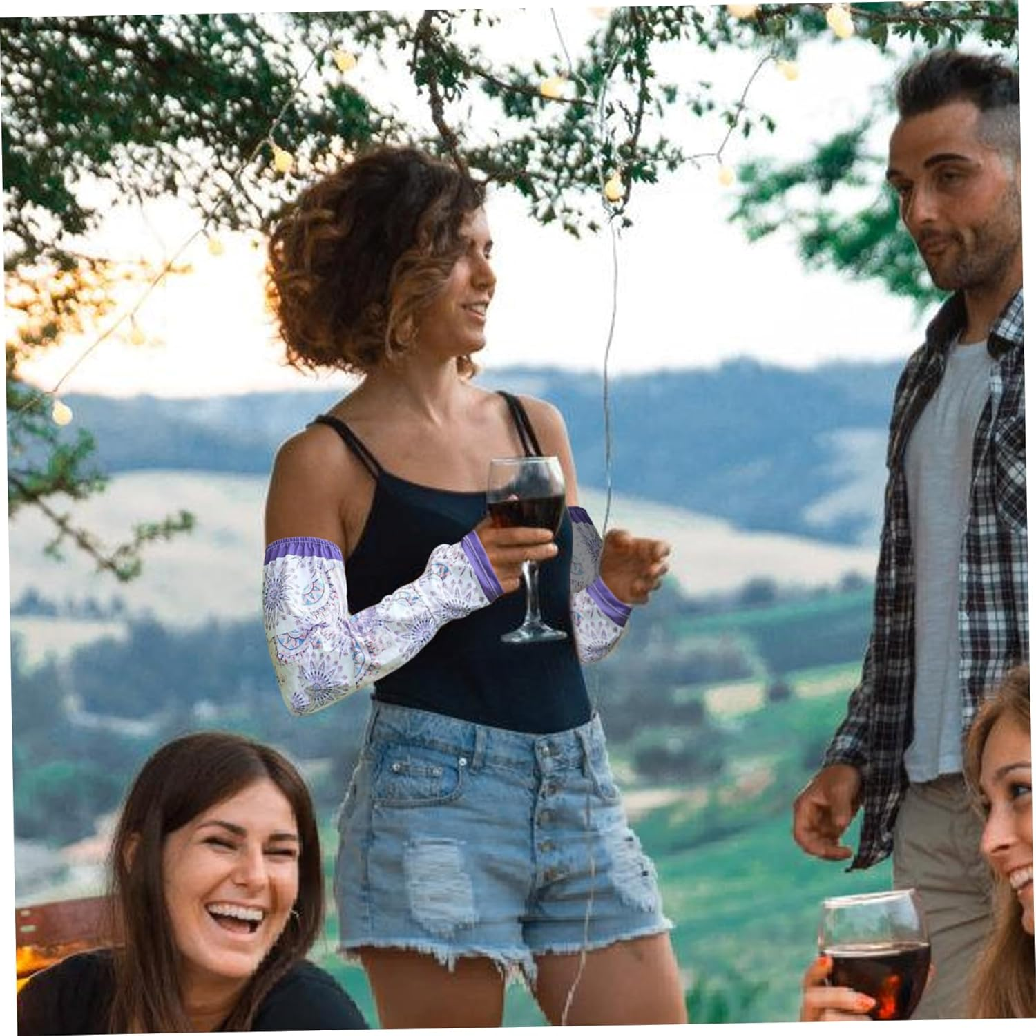 Gardening Sleeves Floral UV Cooling Arm Sleeves Farm Sun Protection Garden Sleeves for Women One Size Fits Most Arm Sleeves Farmers Defense Gardening Sleeves for Gardening Harvesting Outdoors Purple image number 3