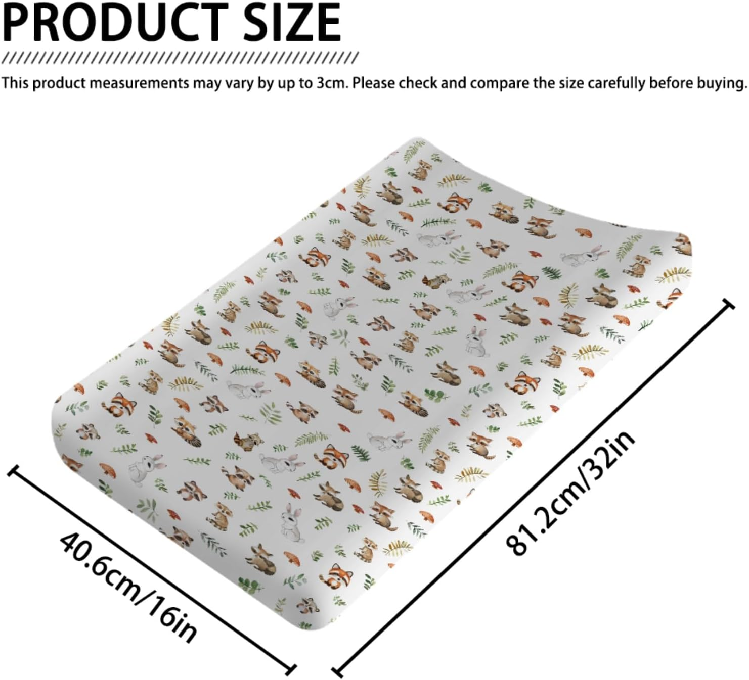 Wild Animals Baby Changing Pad Covers,Unisex Raccoons Rabbits Changing Pad Cover for Baby Girls Boys,Comfortable Breathable Changing Table Covers,Polyester Easy Care Diaper Changing Pad Table Sheets image number 5