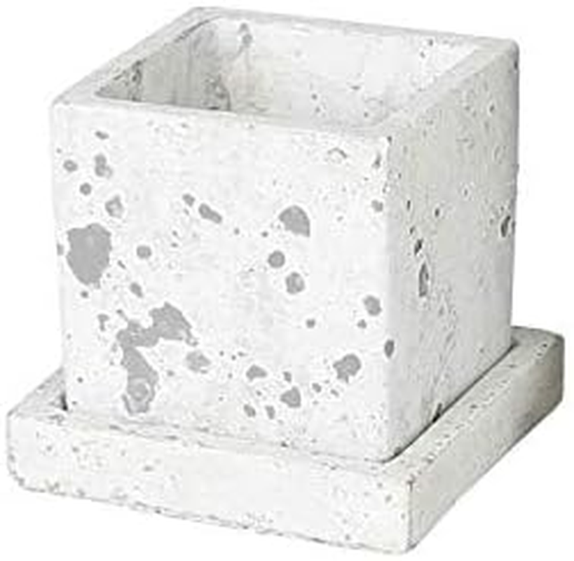 Dulton A655-758SRG Gardening Supplies Solid Planter Cube Rough Gray Small with Bottom Hole Solid Planter Cube Rough Gray