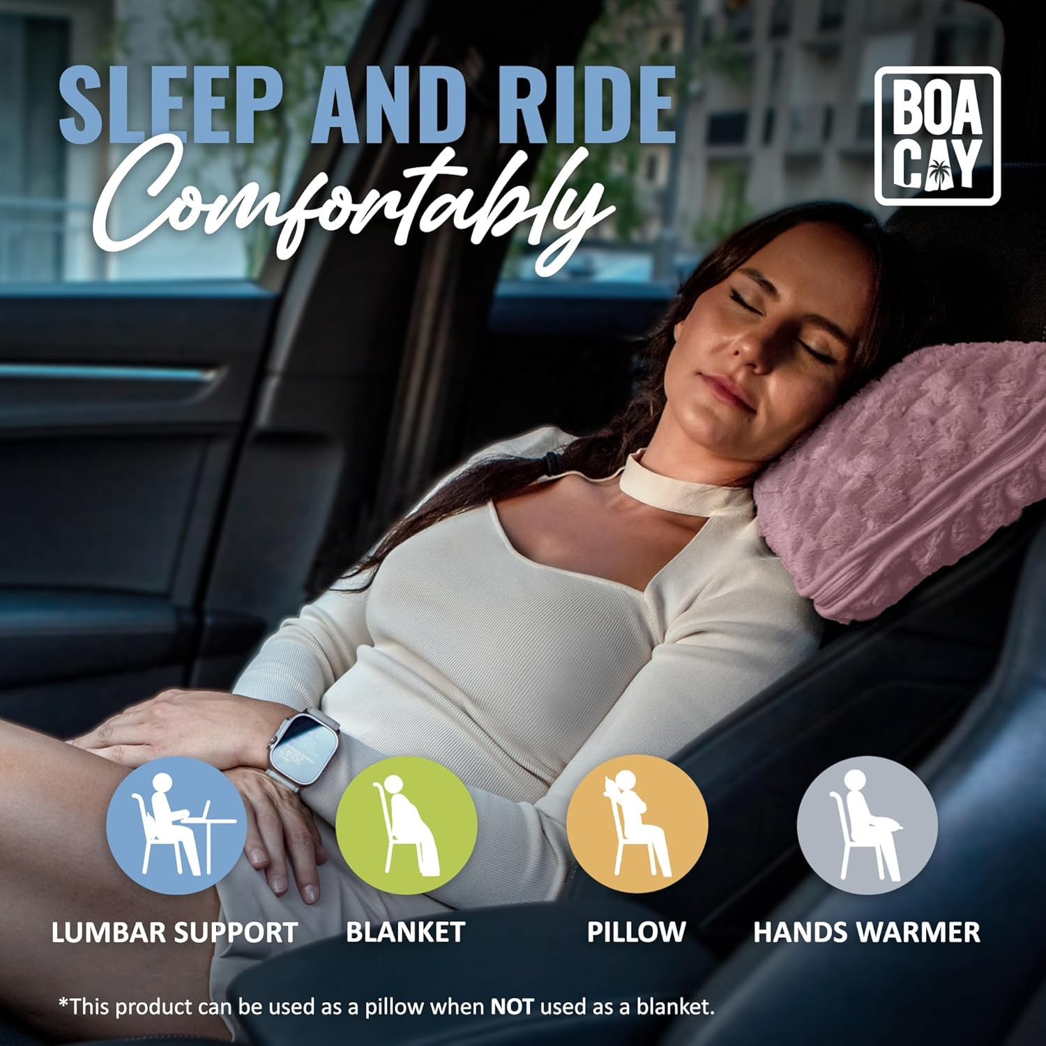 BOACAY Packable Travel Blanket for Airplane, Car - Compact Office Blanket - Portable Pillow for Adults, Kids with Case, Luggage Sleeve, Backpack Clip - Grey image number 4