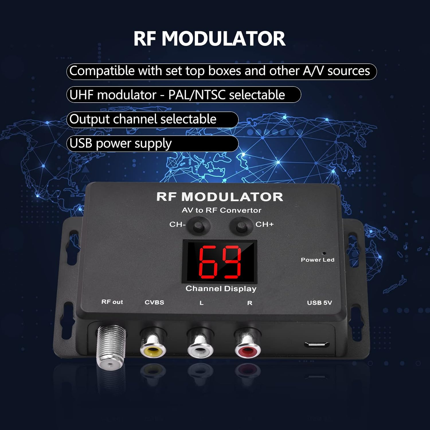 Qudai M60 RF Modulator AV to RF Converter