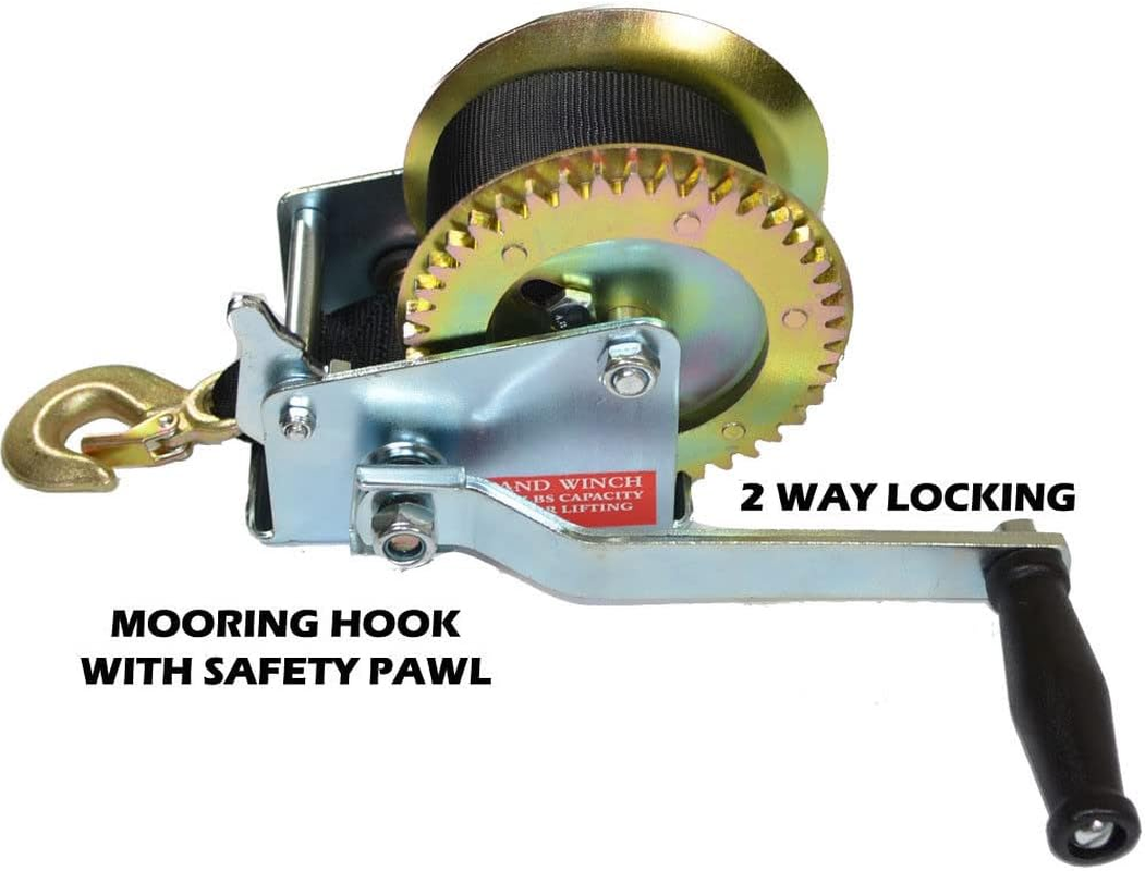 Hand Winch 1500Lbs/680Kg 2-Gears 8M Synthetic Cable Boat Trailer 4WD Winch image number 1