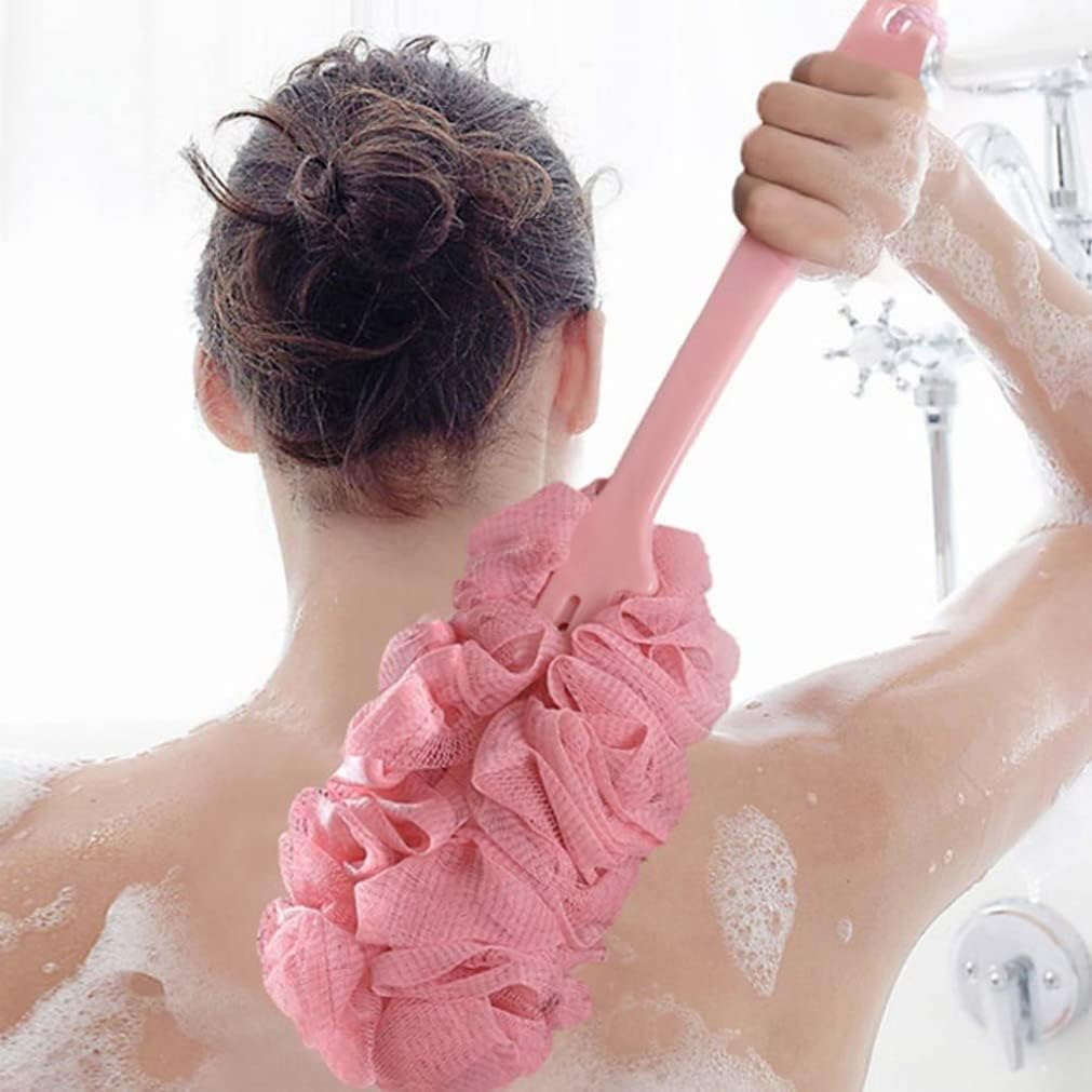 3 Pack Back Scrub Long Handle Bath Brush Soft Mesh Sponge Exfoliating Body Scrub Back Cleaner Loofah Bathroom Shower Accessories Men and Women image number 1