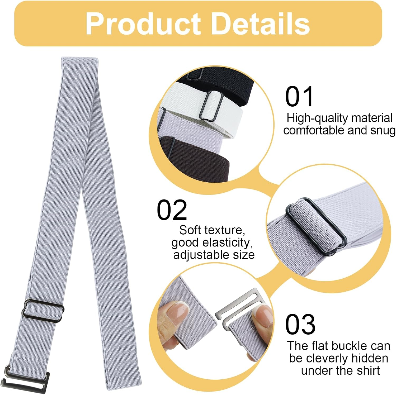 Teccfly No Show Stretch Belt for Women,Invisible Belt,Elastic Adjustable Sweater Tuck Band for Jeans Pants Dresses, 100X3Cm image number 6