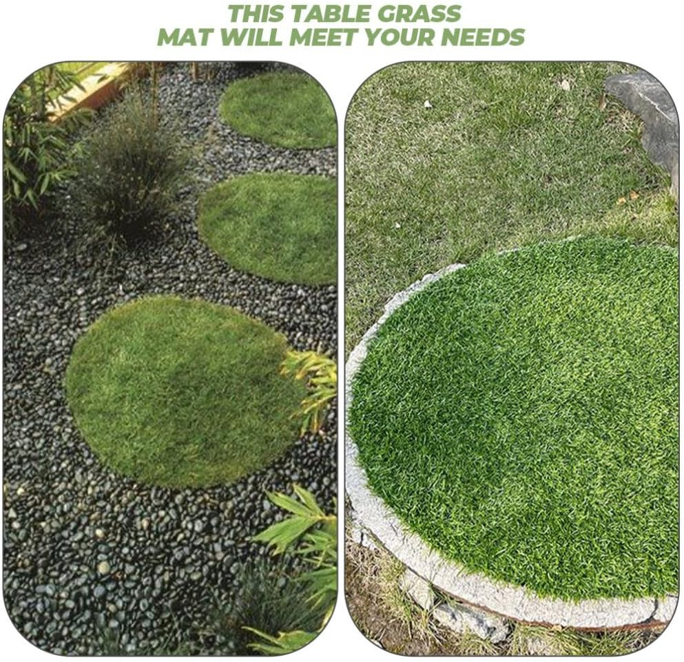 HANABASS Artificial Grass Mat round Fake Turf Tiles Realistic Grass Rug Circular Carpet Outdoor Indoor Area Rug Synthetic Grass Runner Soft Grass Mat For