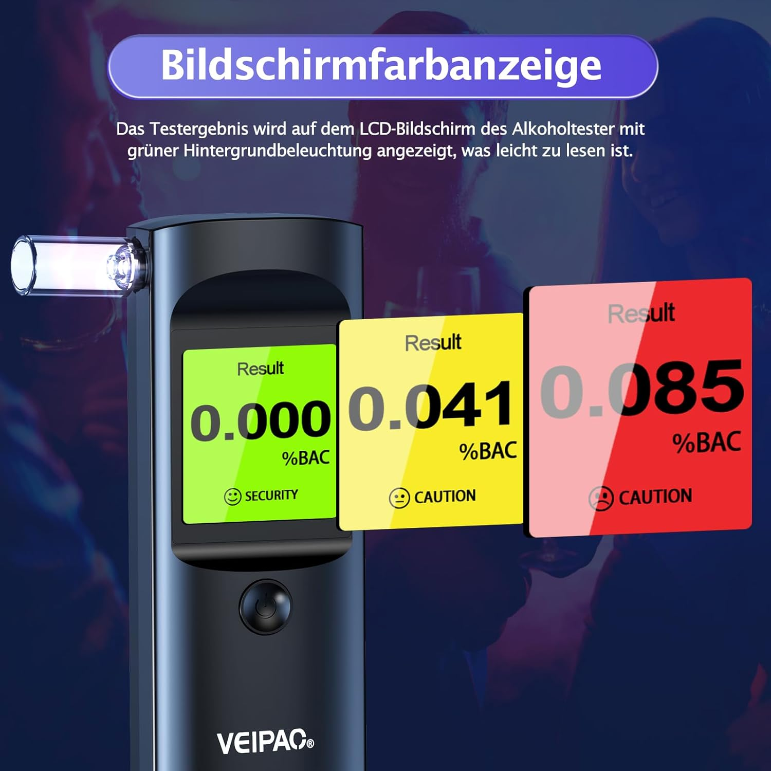 Breathalyzer Portable Alcohol Tester Breathalysers: Portable Breathalyser with 11 Mouthpieces - Digital LCD Screen Alcohol Test Kit High Accuracy for Home Personal Professional Use image number 5