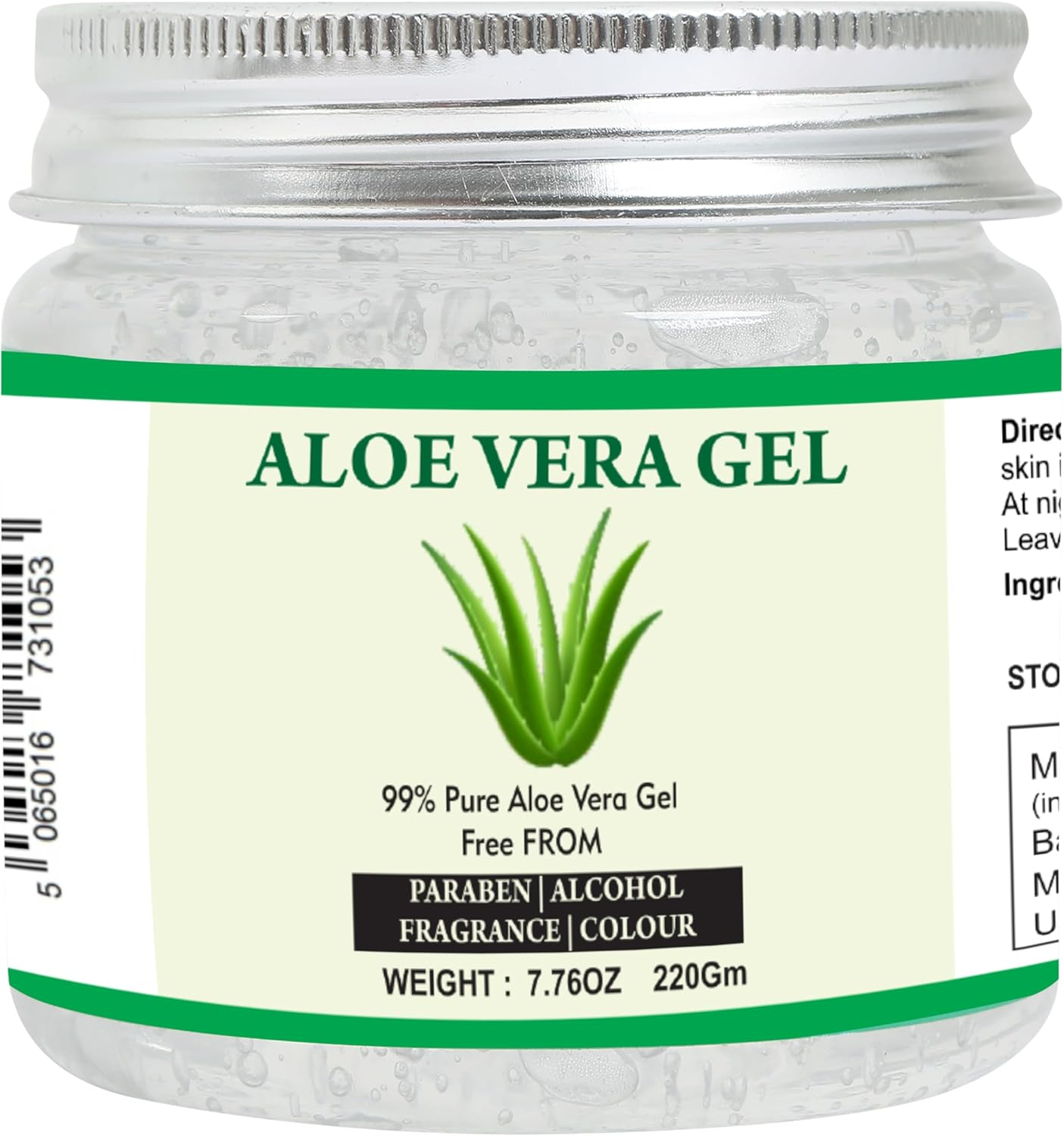 Raslok Aloe Vera Gel | 100% Pure Natural Aloe Gel | for Moisturizing Face Skin & Hair Care,Durable Moisturizing Hydrating Soothing | Non-Sticky (220Gm 7.76 Oz) (220Gm) image number 1