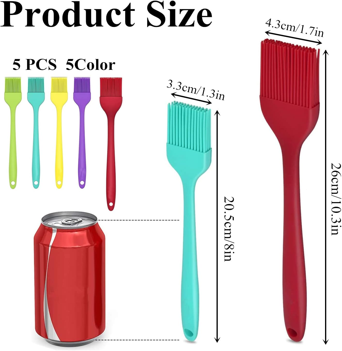 5 Pack Silicone Basting Brush Set, Heat Resistant Pastry Brushes Spread Oil Butter Sauce for BBQ Grill Barbeque Kitchen Baking Cooking Pastries - 1 Large & 4 Small image number 4