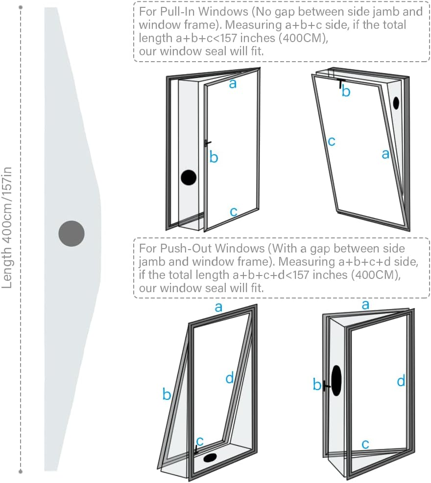 BEWAVE Portable AC Window Seal, 158Inch/400Cm Universal, White, Polyester, Window Seal, Weather Strip, 157 Inches image number 4