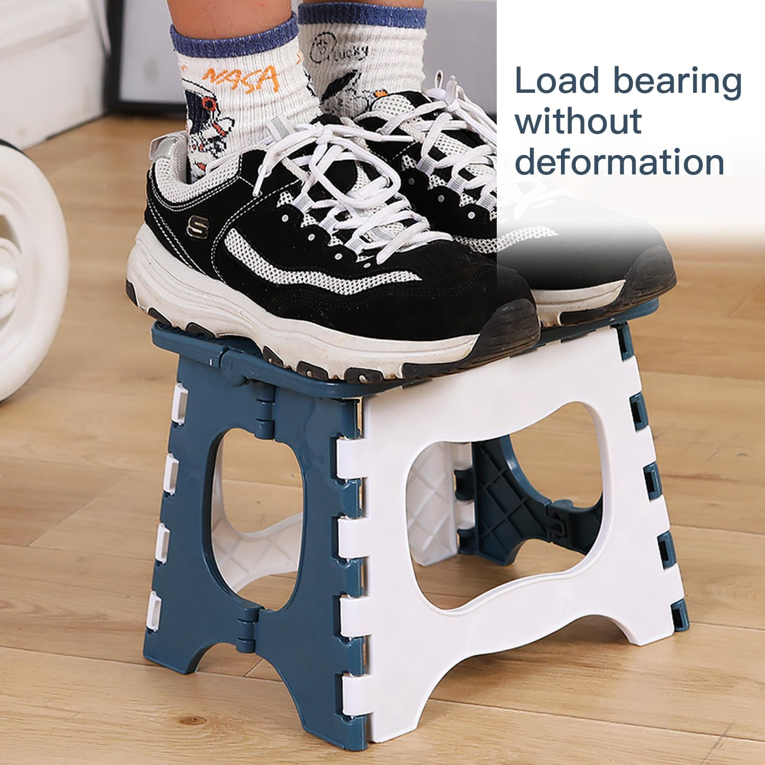 Auzly Foldable Step Stool 11.8Inch |Holds up to 330 Lbs| Collapsible Stool for Adults | Non-Slip Bathroom Step Stool | Portable Folding Stool for Kitchen, Home Storage | Space Saving Design image number 6